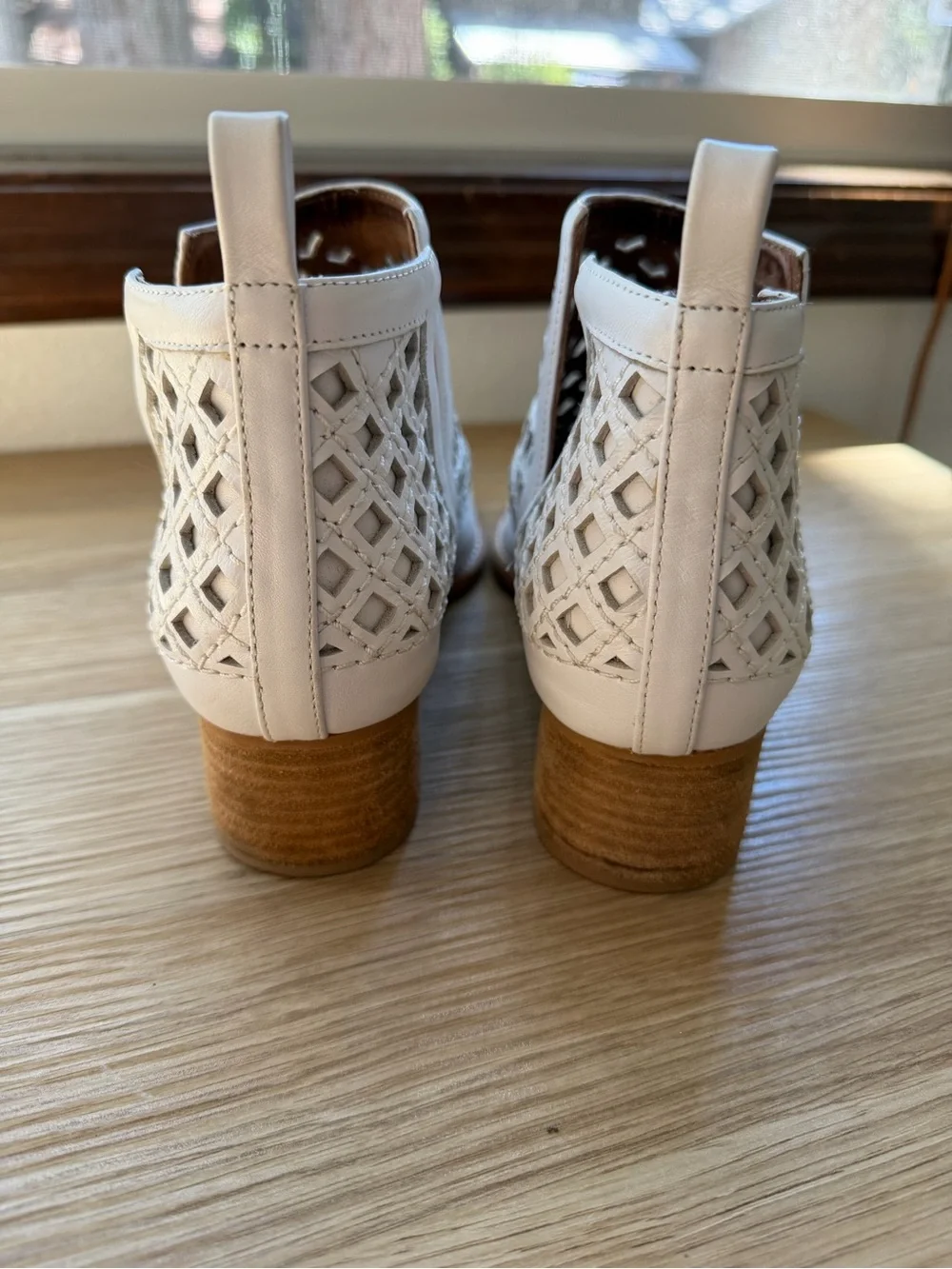 Jeffrey Campbell White Perforated Leather Cutout Ankle Booties